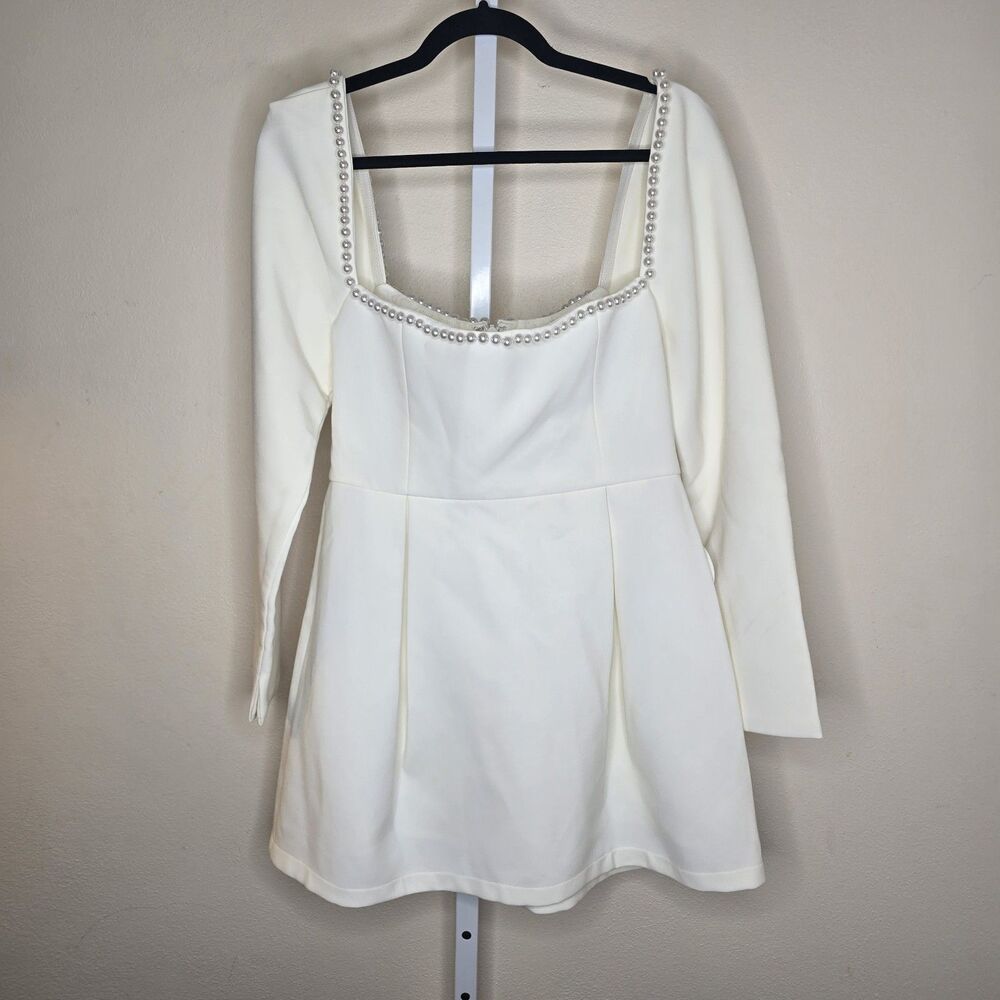 Odd Muse Ultimate Muse Pearl Mini Dress XL Square Neck Pearl Trim